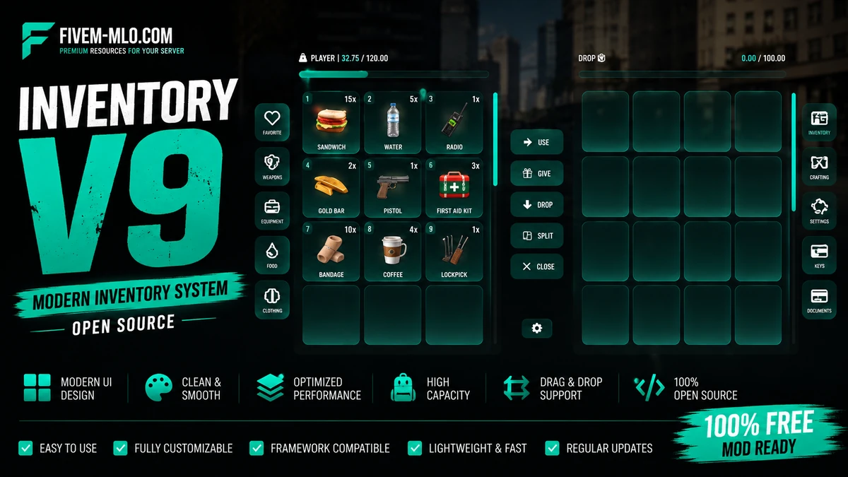 Inventory V9 FiveM | Modern Inventory System | Open Source